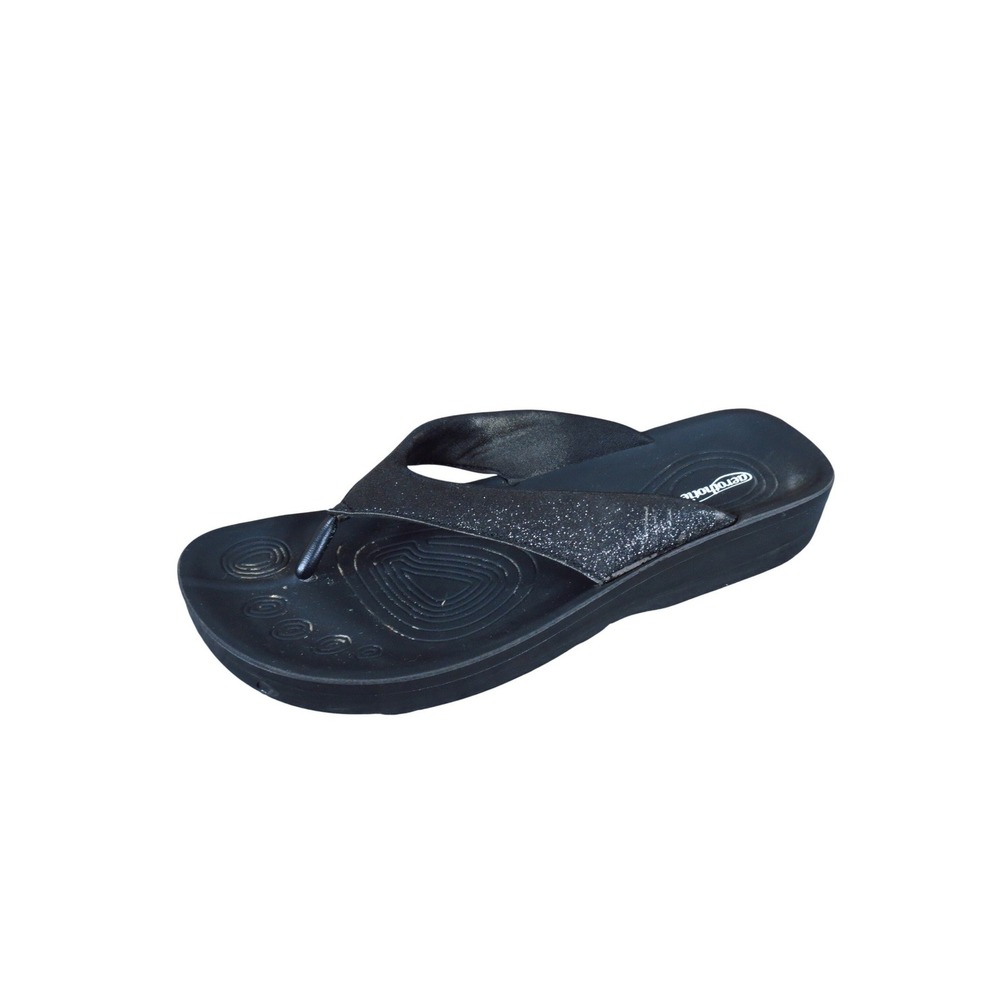 Aerothotic Orthotic Womens Flip Flop Sandal Size 9 Beach Pool Glitter Black